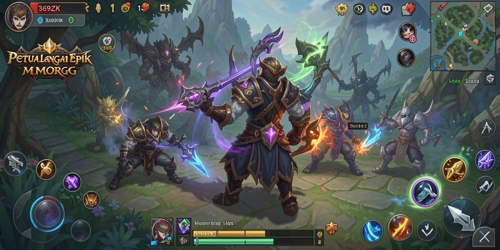 Gameplay menarik dalam dunia MMORPG yang luas.