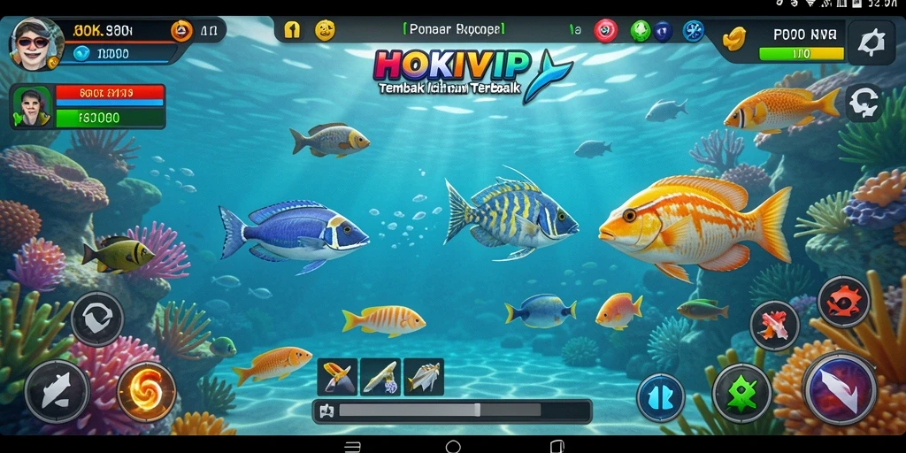 Tampilan gameplay HOKIVIP yang seru dengan banyak ikan yang bisa ditembak.