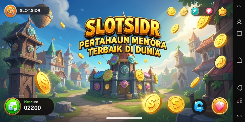 Tampilan gameplay SLOTSIDR yang memukau dalam pertahanan menara.